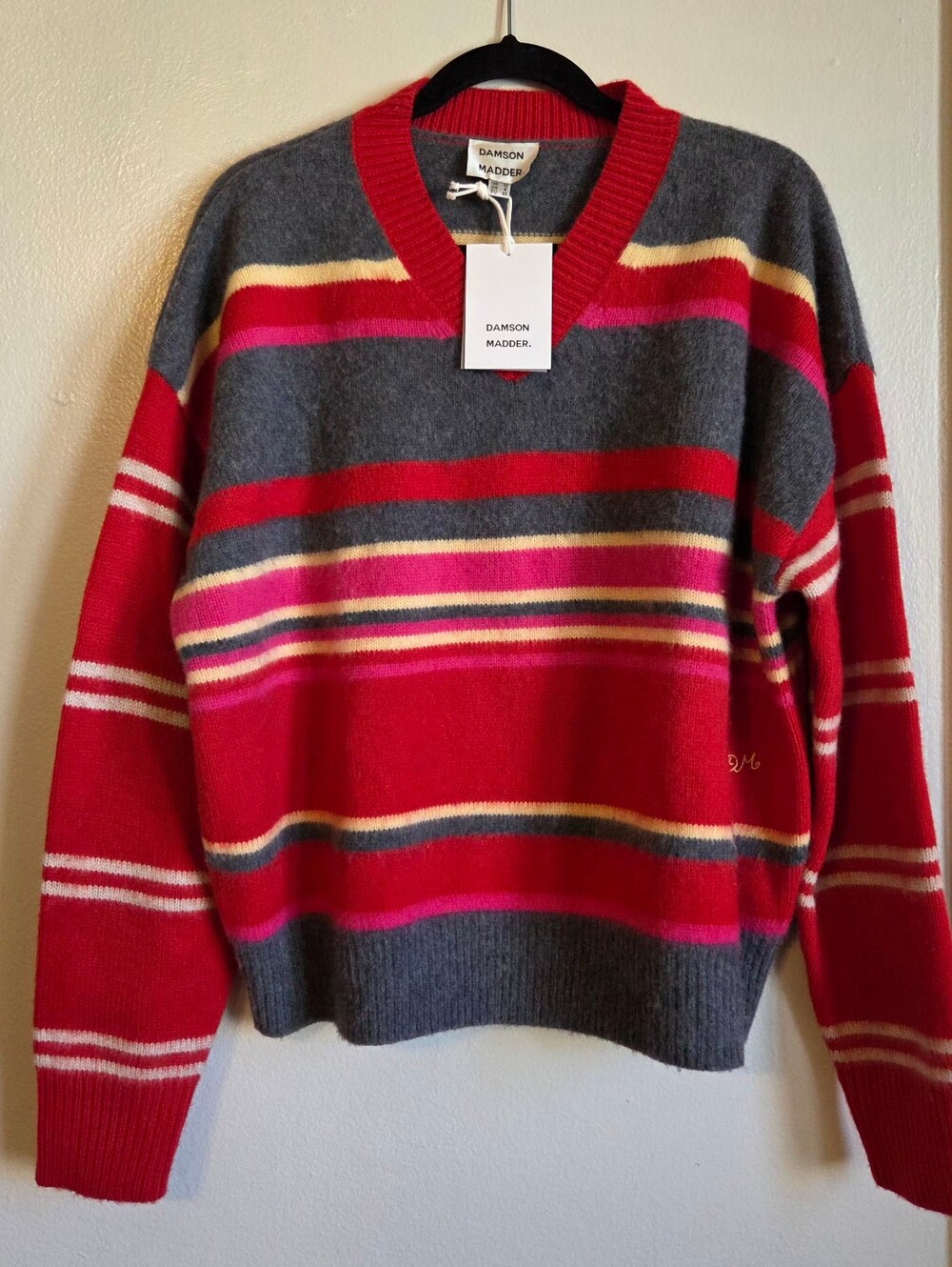 Anthropologie Damson Madder Rene V-neck Stripe Sweater